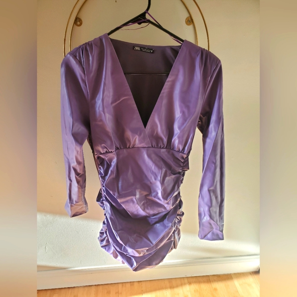Zara PU Purple Leather Look Dess